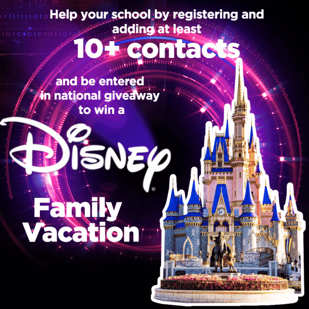 PTO PoP Fundraiser happening now! 🎯 Attention families! We need your participation to hit our goal! 💪🏼 PLUS, when you register and enter 10+ contacts on your personal donation page you will have a chance to win a DISNEY VACATION we are giving away nationally!