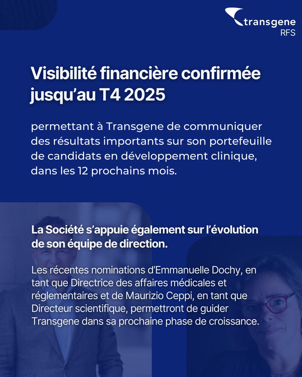TransgeneSA's tweet image. 🚀 Résultats semestriels 2024 de Transgene disponibles !
Des progrès majeurs pour #TG4050, #TG4001, et #BT001. Visibilité financière confirmée jusqu'au T4 2025.

📄 Communiqué de presse : shorturl.at/POmz3