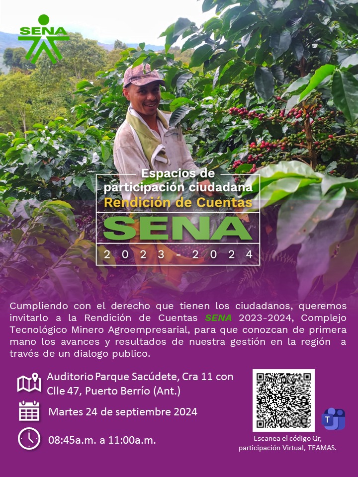 fcanogomez's tweet photo. #EspaciodeParticipaciónCiudadana #RendicióndeCuentasSENA2024 #CTMAE @SENA_Antioquia en #PuertoBerrío https://t.co/KPLQHMG0b8