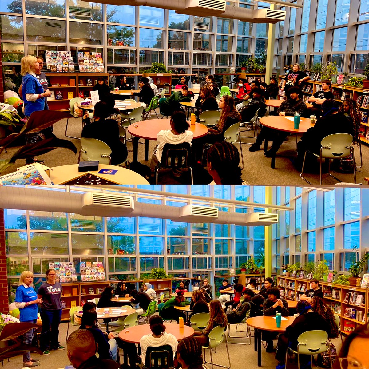 LangstonHS_APS's tweet photo. Excited to see the League of Women Voters at Langston today, empowering young voters and making their voices heard! 🗳️✨ #EngageAPS https://t.co/laQxcXc4OS
