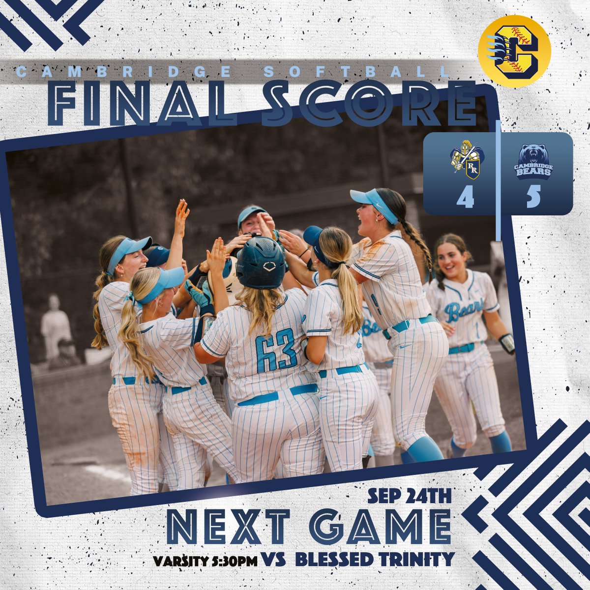 Final Score 5-4 Bears!!!  Game three of Region Rival Blessed Trinity tonight at 5:30pm!!