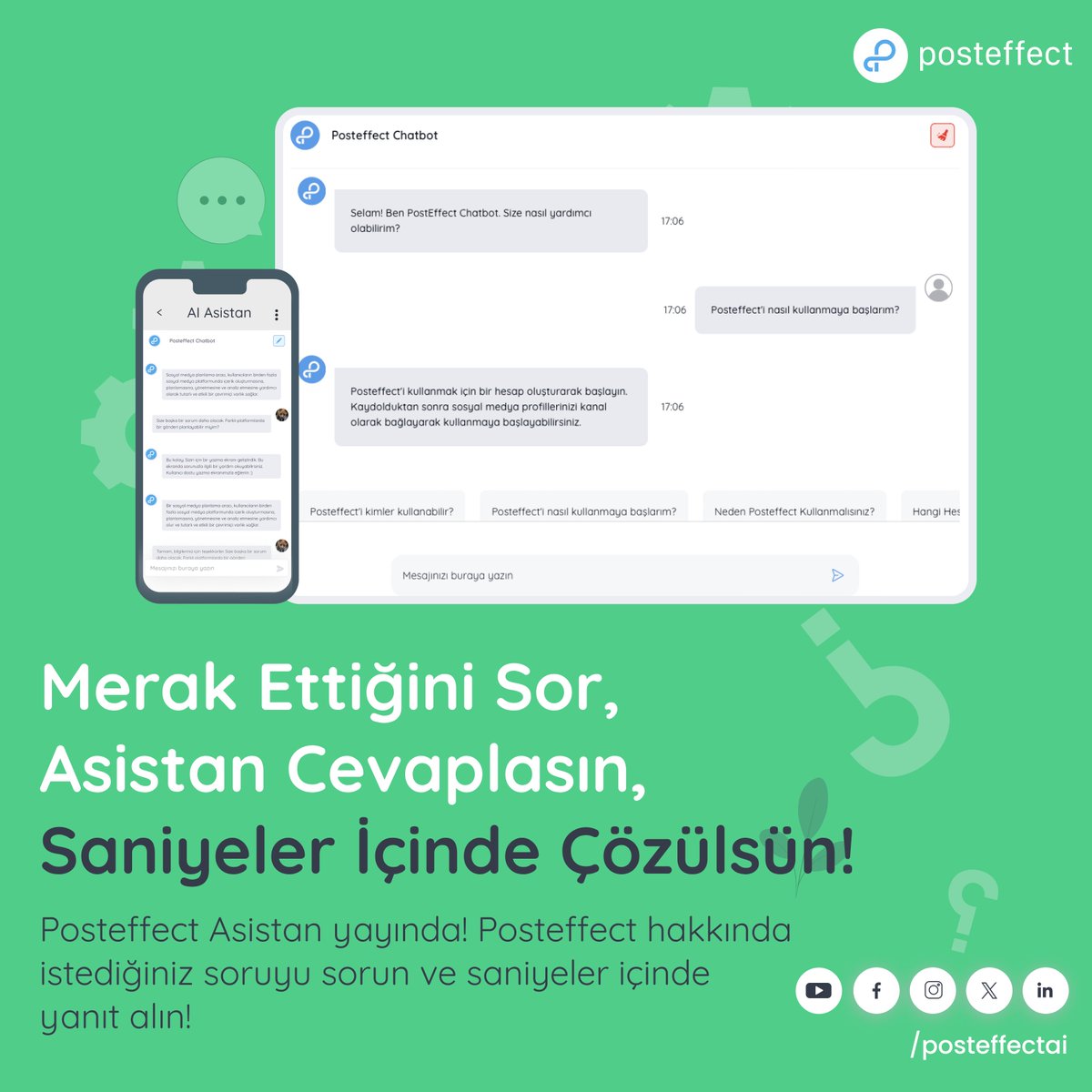 posteffectai's tweet photo. Posteffect Asistan yayında! Posteffect hakkında istediğiniz soruyu sorun ve saniyeler içinde yanıt alın!

#SosyalMedyaYönetimi
#DijitalPazarlama
#SosyalMedyaStratejisi
#İçerikYönetimi https://t.co/HOwNL9T3sp