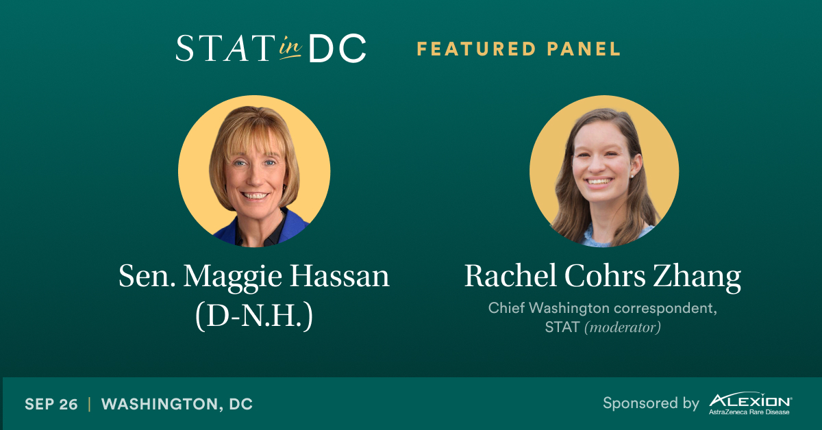 statnews's tweet photo. .@SenatorHassan will talk payment reform for hospitals, regulating PBMs, expanding maternal health care, and combatting the opioid crisis with @rachelcohrs. #STATinDC https://t.co/p3OF7dP21I