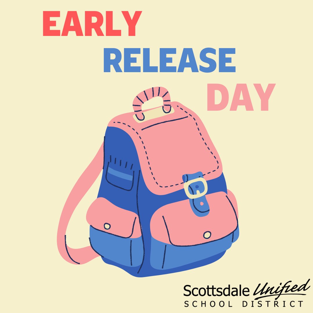 TavanSUSD's tweet photo. Family Reminder...tomorrow, Wednesday, September 25th, is an Early Release Wednesday. Dismissal is at 1:15. https://t.co/Iqz7n4cLS1