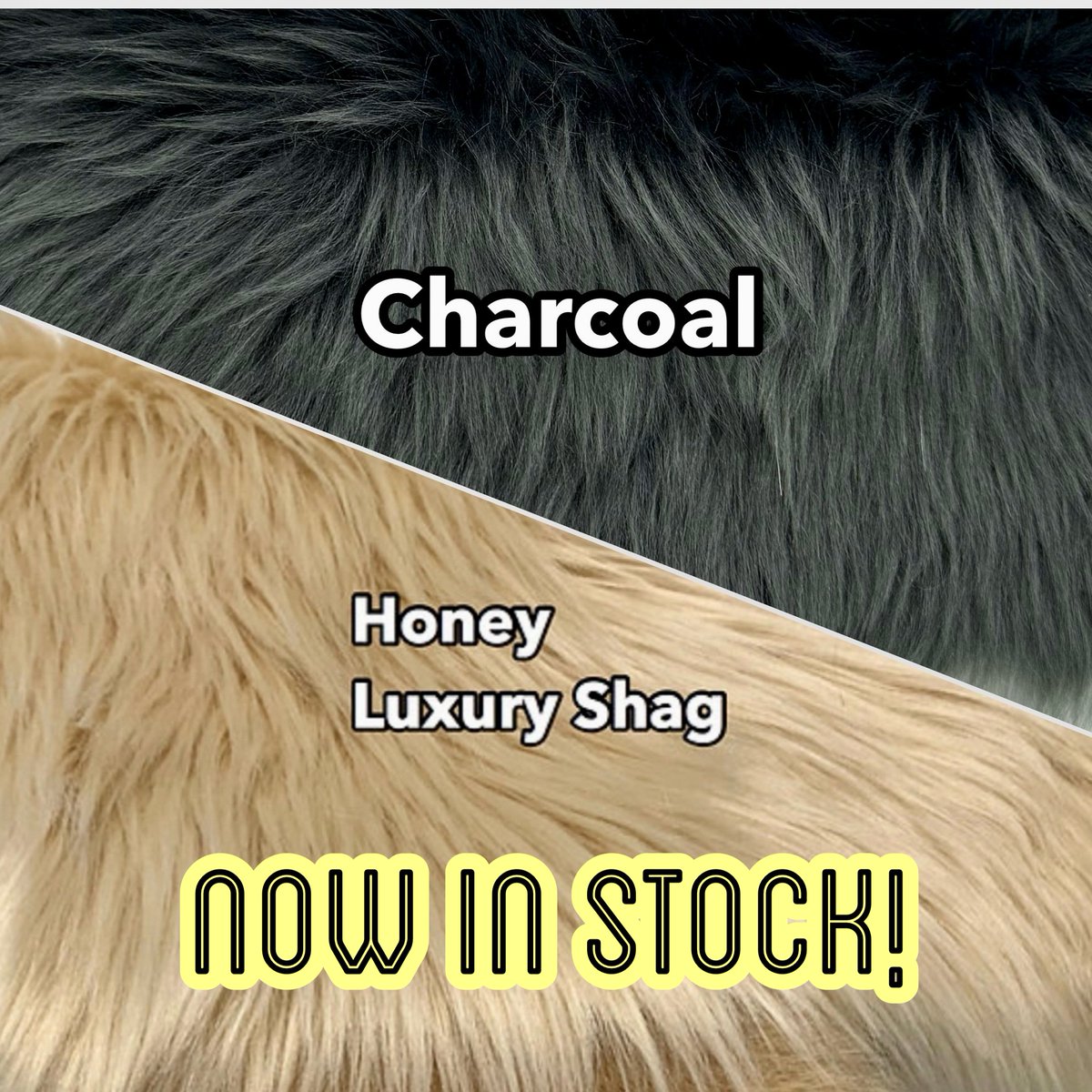 Charcoal and Honey Luxury Shag fabrics are back in stock --- Preorders  ship this week! 📦

More restocks for Autumn are also on the way! Most fabrics marked Pending Restock on the website are arriving within the Autumn restock shipments incoming! 🚛