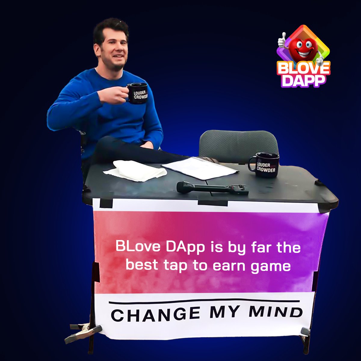 BLoveDApp's tweet photo. BLove DApp is by far the best tap-to-earn game… Change My Mind!🎮💸

Challenge accepted? 
Prove us wrong... or just tap & earn BIG! 💥

🔥 Download now on Play Store & Apple App Store and let the tapping begin!

#BLoveDApp #BLoveDAppCommunity #BLOVE #Tap2Earn #Airdrop #CryptoCommunity #DownloadNow #Android #iOS