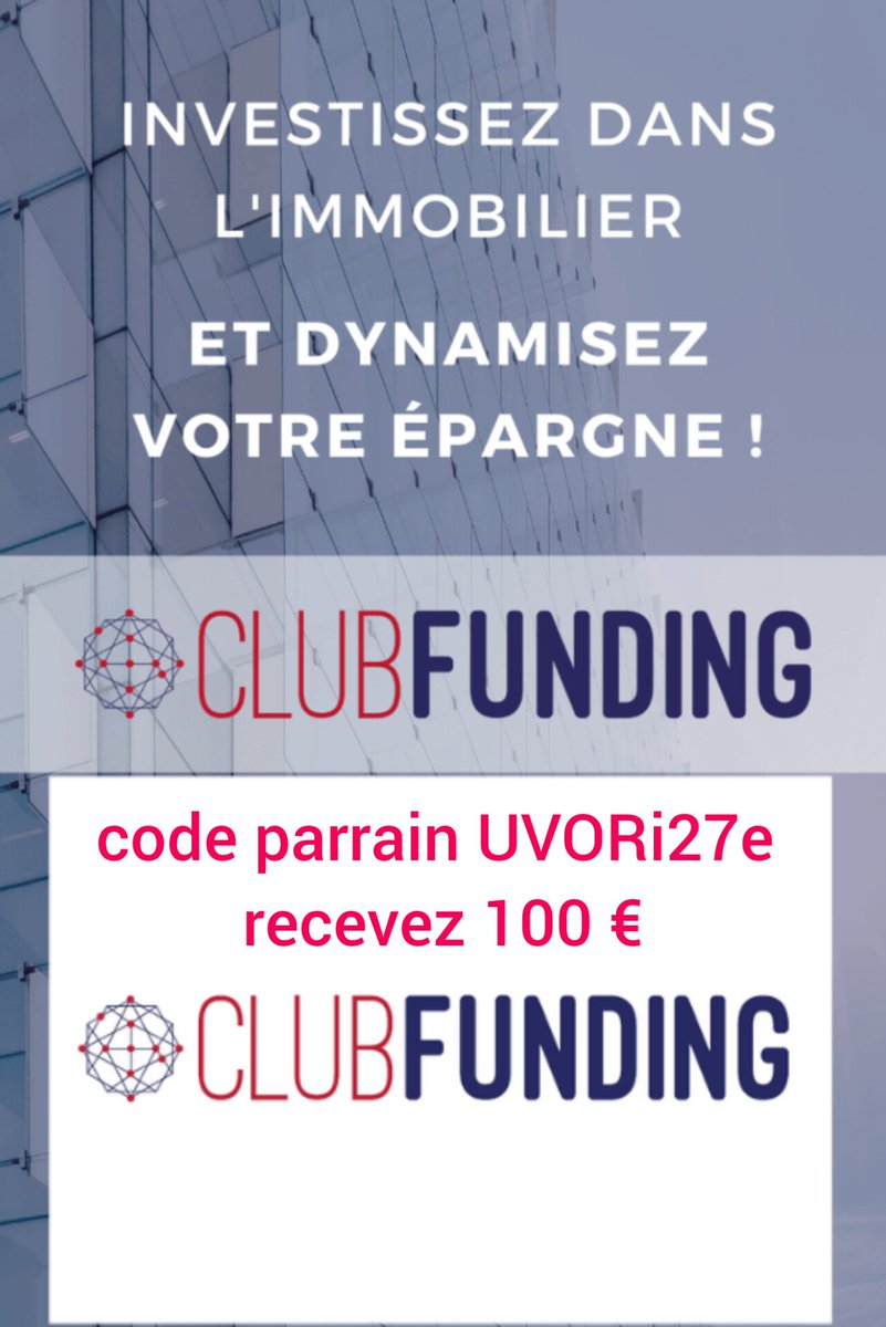 Manon8897's tweet photo. En utilisant mon code de parrainage ClubFunding ! Inscrivez-vous avec UVORi27e recevez 100 € et participez à des financements innovants tout en boostant, entre 10 et 12 % de rendement. https://t.co/er3LO0PqiY
