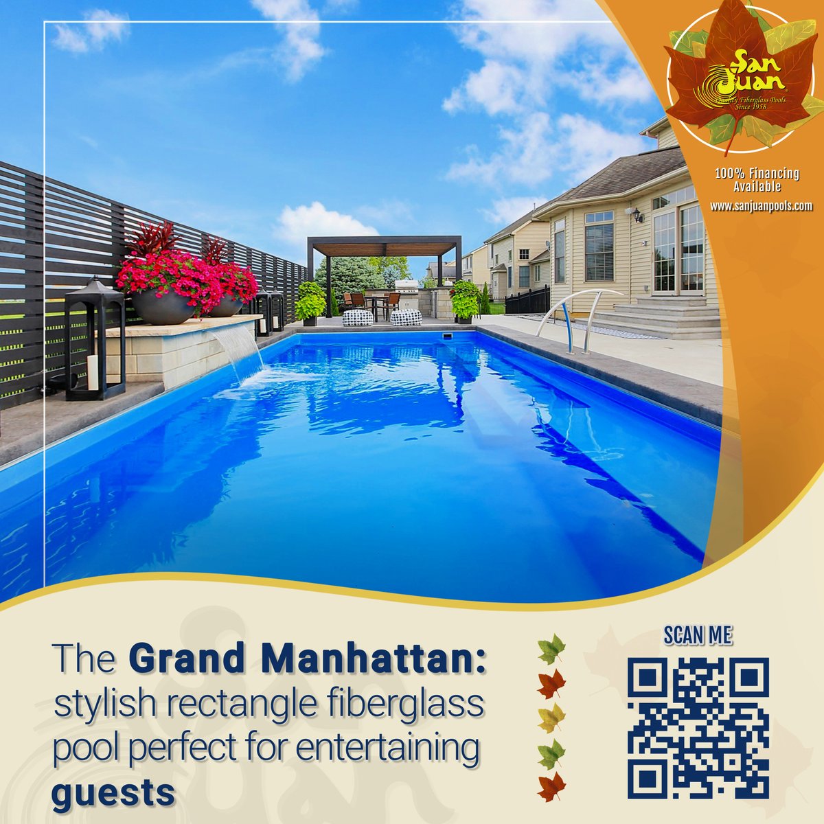 sanjuanpools's tweet photo. Looking for a pool thatβs perfect for entertaining? π Check out The Grand Manhattan! A stylish rectangle design with comfy bench seating and easy access steps. Perfect for gatherings and relaxation! πββοΈ https://t.co/voGkxpUDI0 π #PoolGoals #FiberglassPool https://t.co/HIF7Qke6cq