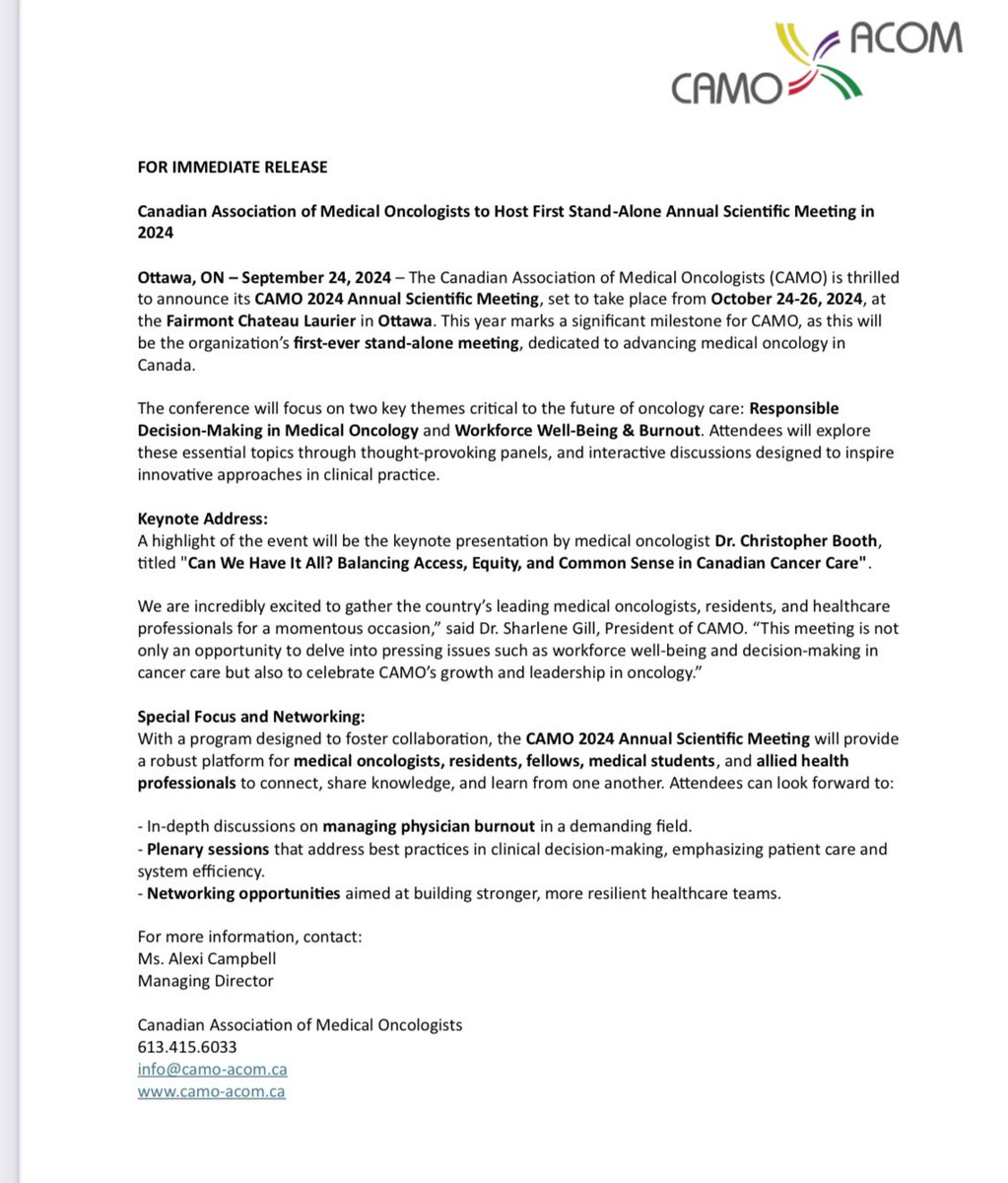 Sharlene Gill, MD, MPH, MBA, FASCO (@gillsharlene) on Twitter photo 🚨PRESS RELEASE so now it’s really, really official! <a href="/CAMO_ACOM/">Canadian Association of Medical Oncologists</a>
One month countdown to #CAMO24 is on - can u tell I’m excited? 🙌
Hope to see 🇨🇦 Med Onc friends, colleagues & trainees in Ottawa - it’s gonna be amazing!
…plus, did we mention that we will be Karaoke??🎤 🎶 🚨PRESS RELEASE so now it’s really, really official! <a href="/CAMO_ACOM/">Canadian Association of Medical Oncologists</a>
One month countdown to #CAMO24 is on - can u tell I’m excited? 🙌
Hope to see 🇨🇦 Med Onc friends, colleagues & trainees in Ottawa - it’s gonna be amazing!
…plus, did we mention that we will be Karaoke??🎤 🎶