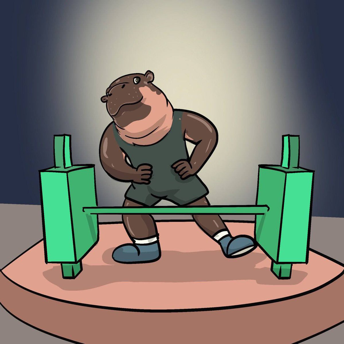 MooWaanSolana's tweet photo. I may be a cute hippo but that doesn’t mean i cant life these green candles 🦛 https://t.co/PzHtu0eYJs