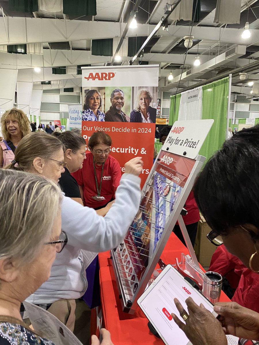 DCKPAaarp's tweet photo. Here at #York50plusExpo with lots of interest in @SocialSecurity &amp; Family Caregiver DIY Plinko game. @AARPPA York Team helping attendees understand that they’ve earned it! @billjwpa @TOsborne622 @ThiessenTj https://t.co/e2KGc2ETV8