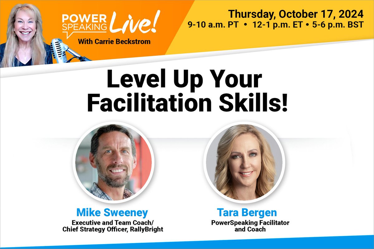 PowerSpeaking's tweet image. Successfully facilitating a meeting, a Q&amp;amp;A after a presentation, a panel discussion, or a dialogue among senior leaders or decision makers takes a lot of skill and practice. Would you like some expert advice to do it well?

REGISTER: hubs.ly/Q02QX3890