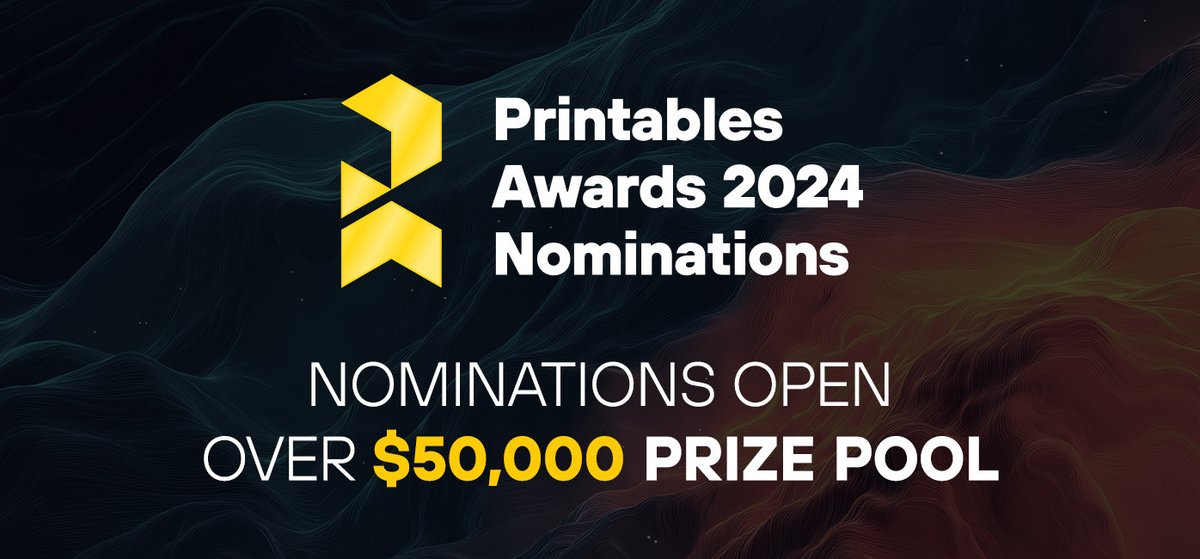 Excited to start a tradition of celebrating the 3D printing community designers every year with <a href="/printablescom/">Printables.com</a> Awards 💛 Have you put in your nominations already? blog.prusa3d.com/printables-awa…