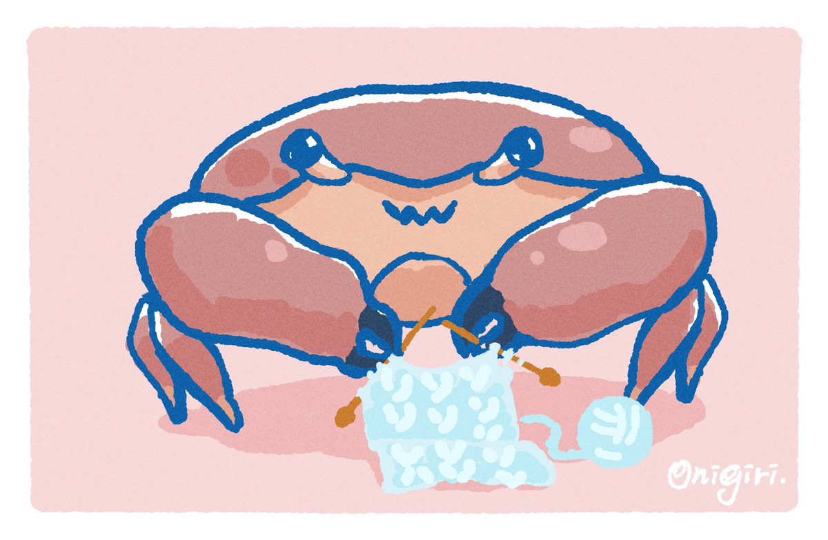 「冬に向けてセーターを編む#スベスベマンジュウガニ  #生き物イラスト 」|おにぎり🍙🌸のイラスト