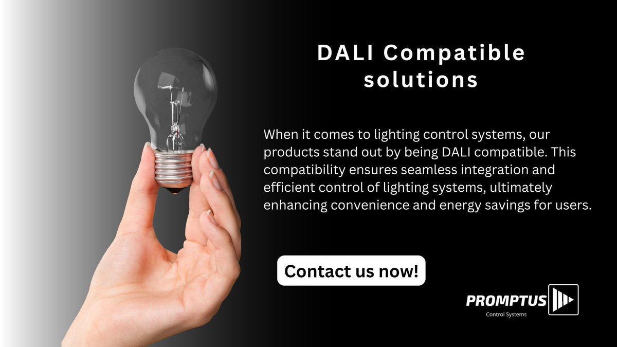 ✅ DALI, which stands for Digital Addressable Lighting Interface, is a global standard for lighting control that ensures seamless integration and efficient management of lighting systems. 

promptusltd.com 

#LightingControl #DALICompatible #EnergyEfficient #SmartLighting