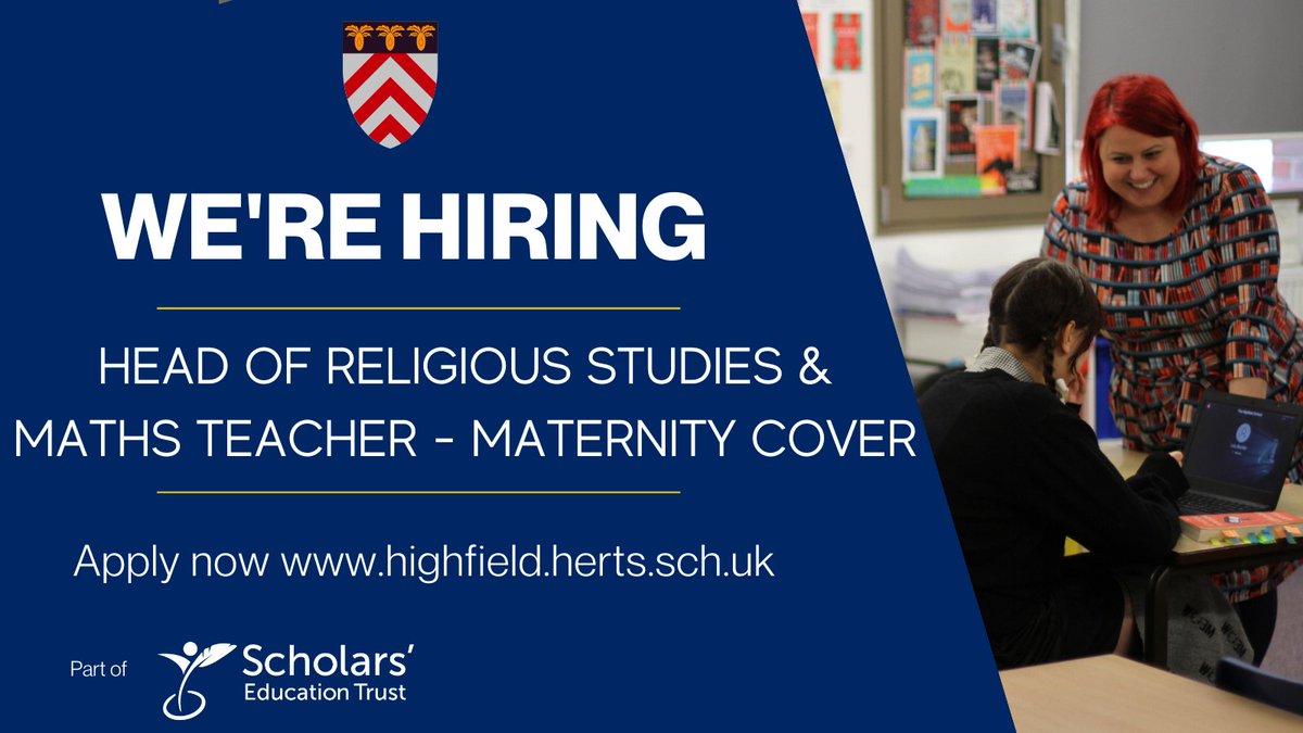 We're hiring a Head of Religious Studies and Maths Teacher. To find out more about the role and details on how to apply, visit: highfield.herts.sch.uk/116/current-va…
Please share!