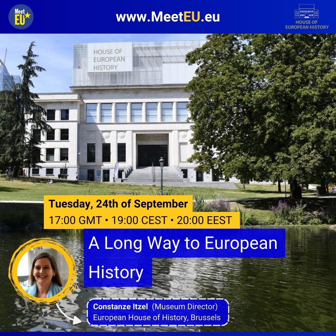 MeetEU (@eu_meet) on Twitter photo There isn’t a single European #history, but many different views on the past. How do we bring them together?
To explore this, we’ll chat with Constanze Itzel, Director of <a href="/HistoriaEuropa/">House of European History</a> in Brussels.
📅 Tonight, Sept. 24, 7pm CEST | Zoom
👉 meeteu.eu/registration
#europe There isn’t a single European #history, but many different views on the past. How do we bring them together?
To explore this, we’ll chat with Constanze Itzel, Director of <a href="/HistoriaEuropa/">House of European History</a> in Brussels.
📅 Tonight, Sept. 24, 7pm CEST | Zoom
👉 meeteu.eu/registration
#europe