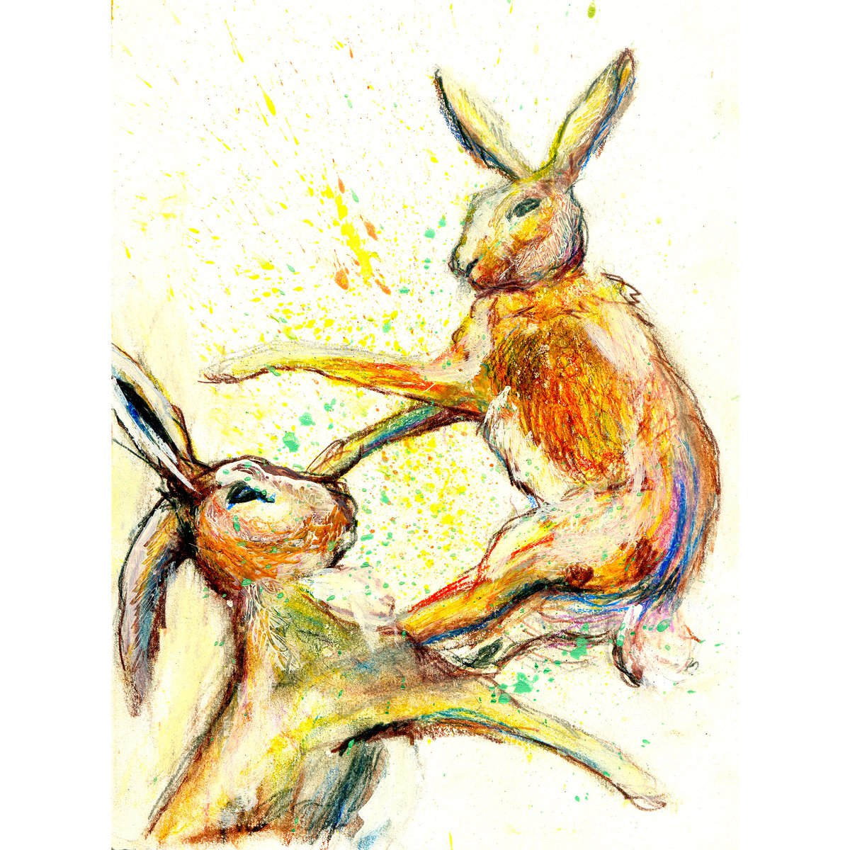 OscarJetson's tweet photo. Boxing Hares Painting Print Colourful Expressive Nature Wildlife Living Room Dining Woodland Hand Signed by Artist Oscar Jetson 8x10 A4 A3 https://t.co/kMWp7HQC2j #DogFishArtCo #Etsy #HandSigned https://t.co/VxcKAcuhcY