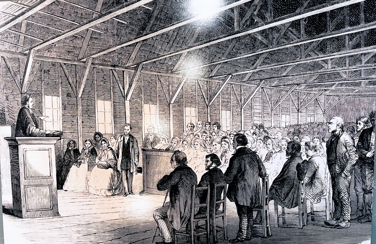 Print van prent te koop: eerste Haarlemmermeerse godsdienstuitoefening ca 1855,  in schuur tussen Hoofddorp en Nieuw Vennep in. 
Wegens opruiming te koop