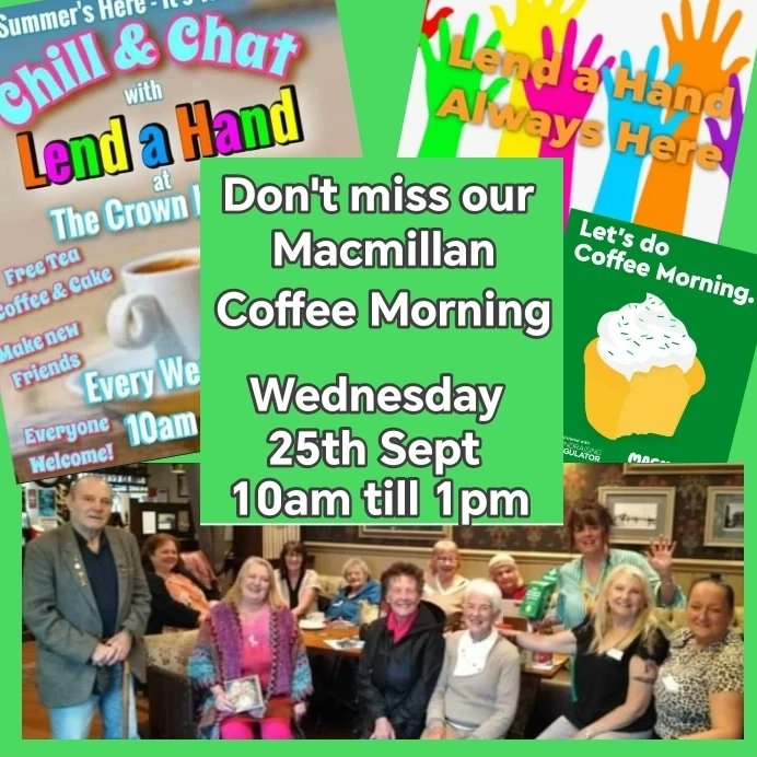 LendHandHorwich's tweet photo. Please don't miss our @macmillancancer Coffee Morning this Wed 25th Sept... Please support this amazing event 💚 Thank You 💚Don't forget if you or someone you know needs help please get in touch we're always here 💚
#Horwich #Blackrod #Westhoughton #ItstheLittleThings https://t.co/5Ede2FSMrK