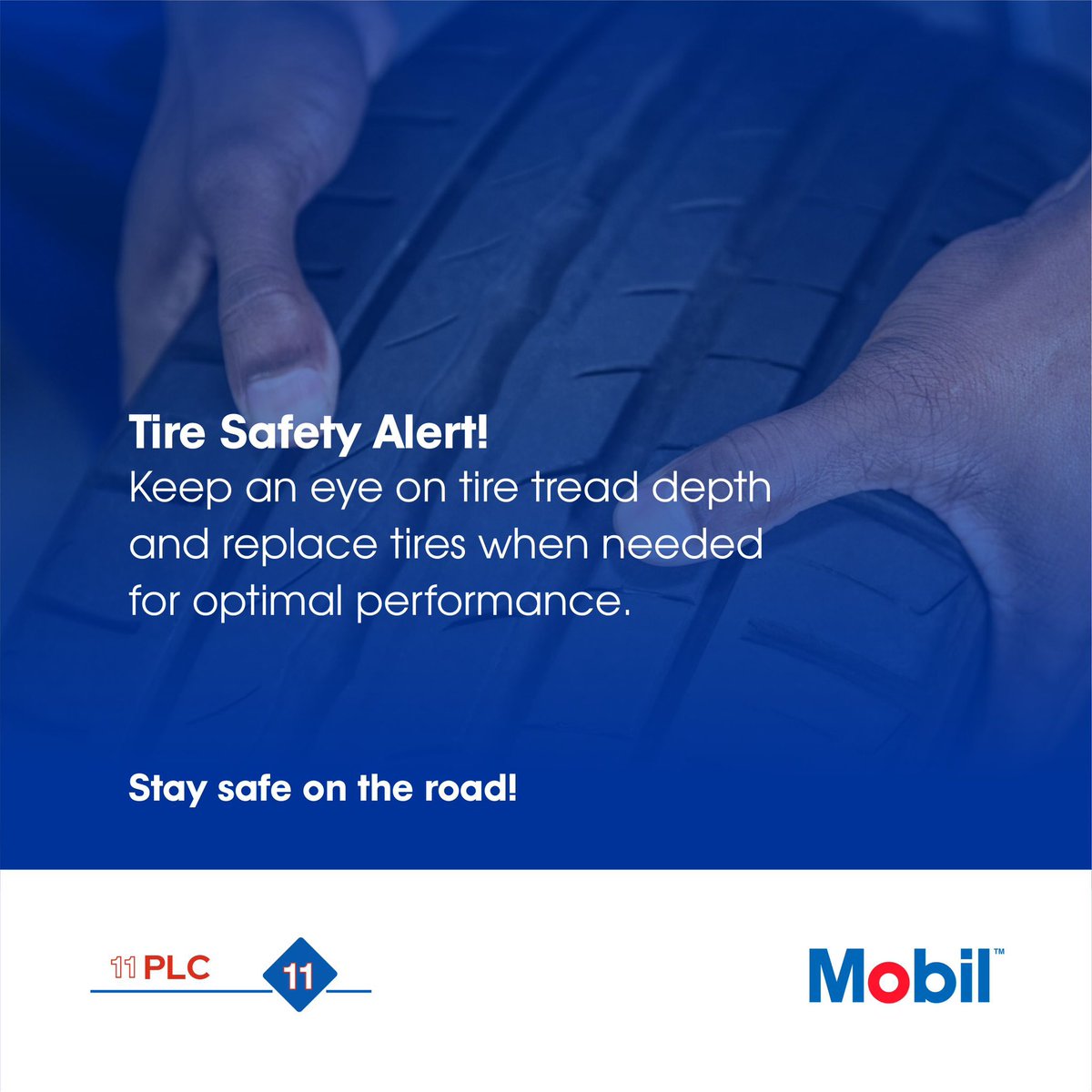 11PLC's tweet photo. Safe Driving Starts Here!

Regular tire checks prevent hydroplaning, accidents, and reduce fuel consumption. Use the penny test or tread depth gauge.

#TireSafety #RoadSafety #11plc https://t.co/71Ckfan6Eg