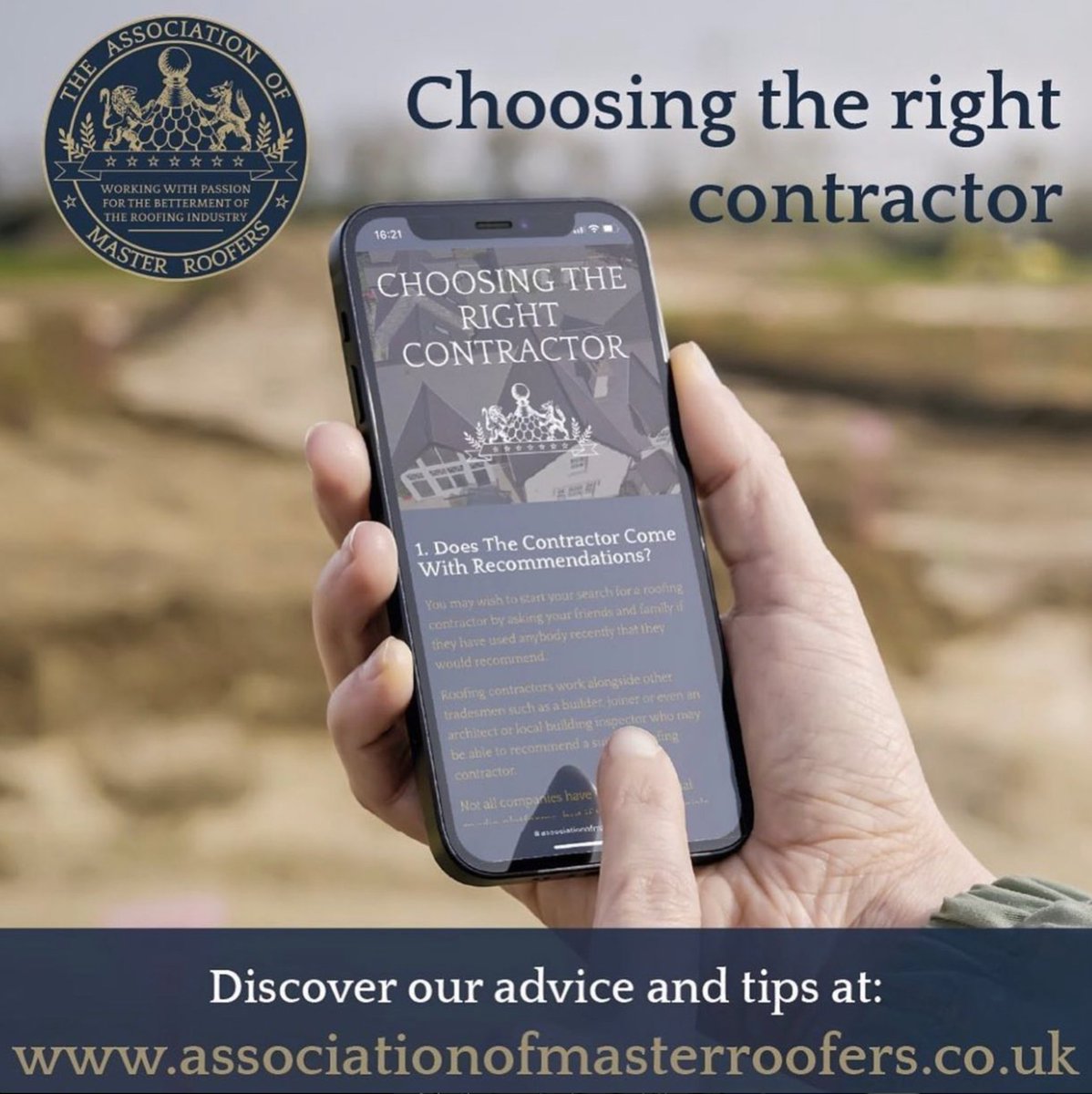 Choosing the contractor can be difficult, which is why we’ve listed our experts’ top tips to help you.

Find the full list here: associationofmasterroofers.co.uk/choosing-the-r…

Email membership@aomr.uk to enquire about becoming a member of the association of master roofers.

#AMR #contractors