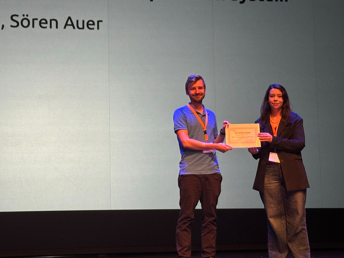 👏 Congratulations to Allard Oelen, Mohamad Yaser Jaradeh, and <a href="/SoerenAuer/">@soeren_auer@mstdn.social</a> for winning the Best Demo Award at #SemanticsConf! 🏆 Their demo, "ORKG ASK: a Neuro-symbolic Scholarly Search and Exploration System," showcases a powerful new tool for scholarly search.