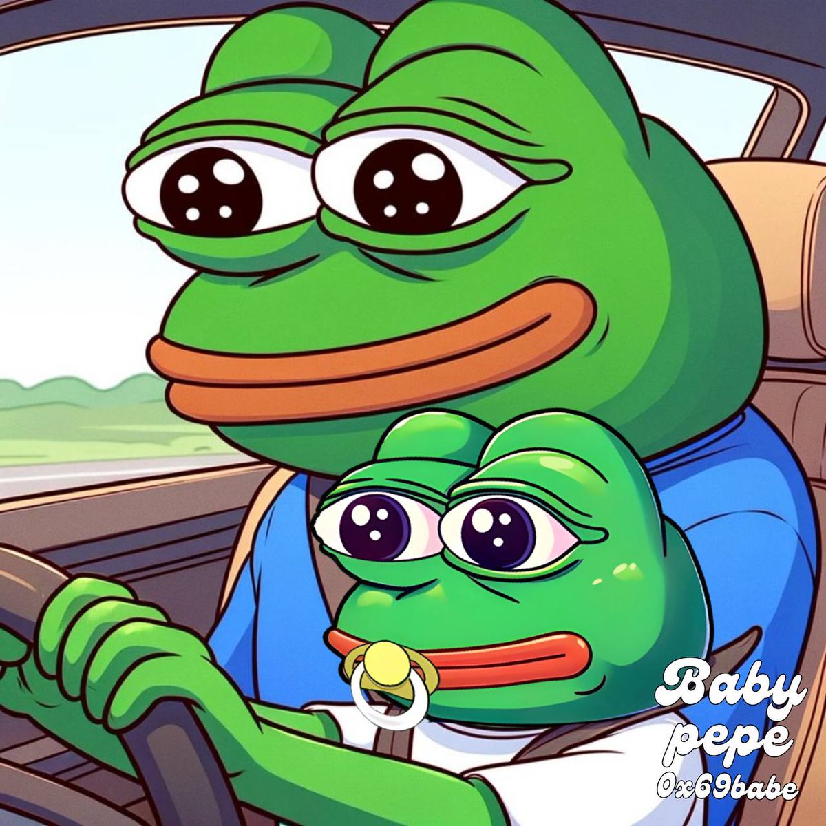 0x69babEPepe's tweet photo. Papa @pepecoineth teaching me how to drive🐸💚 https://t.co/Qg5KTaKaUY