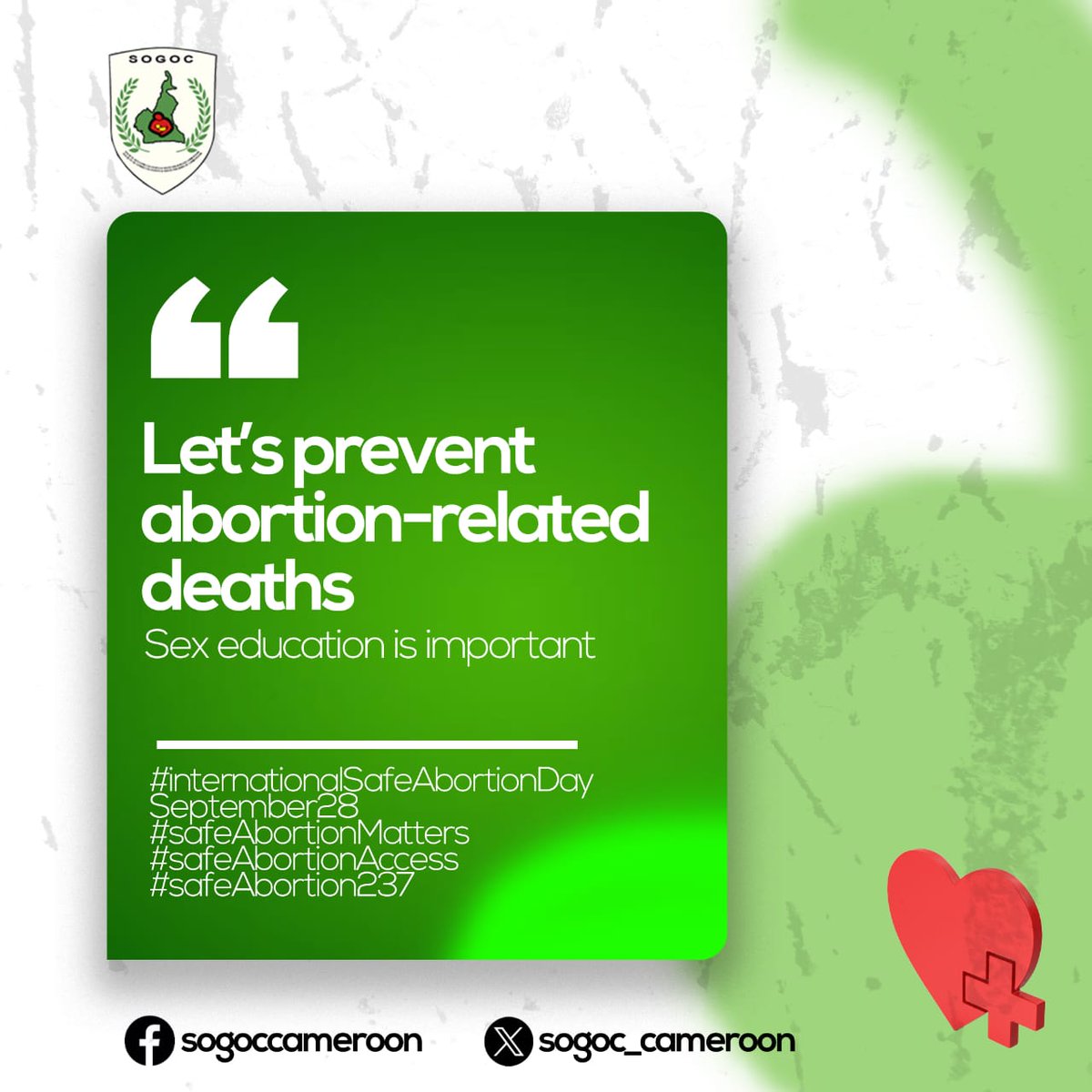 OHISD (@ohisd3) on Twitter photo Ahead of #InternationalSafeAbortionDay to be observed in 5 days time, <a href="/OHISD3/">OHISD</a> together with <a href="/sogoc_cameroon/">SOGOC Cameroon</a> , <a href="/WHO/">World Health Organization (WHO)</a> , <a href="/MinsanteCMR/">MinsanteCameroun</a> , let's take a minute to reflect on the role Sex Education plays in preventing abortion-related deaths
#srhr
#SafeAbortionMatters
#AbortionSolidarity Ahead of #InternationalSafeAbortionDay to be observed in 5 days time, <a href="/OHISD3/">OHISD</a> together with <a href="/sogoc_cameroon/">SOGOC Cameroon</a> , <a href="/WHO/">World Health Organization (WHO)</a> , <a href="/MinsanteCMR/">MinsanteCameroun</a> , let's take a minute to reflect on the role Sex Education plays in preventing abortion-related deaths
#srhr
#SafeAbortionMatters
#AbortionSolidarity