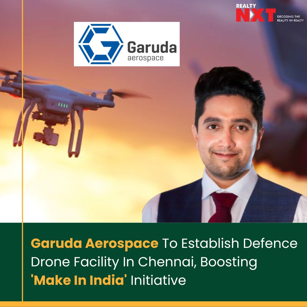 RealtyNXT's tweet photo. #News | @garuda_india is establishing a defence drone facility in Chennai, supported by Defence Minister @RajnathSingh_in, focusing on indigenous manufacturing and global partnerships.
#RealtyNXT #DefenceDrones #AerospaceInnovation #MakeInIndia #AatmanirbharBharat @AgnishwarJ https://t.co/31vVasEy1D