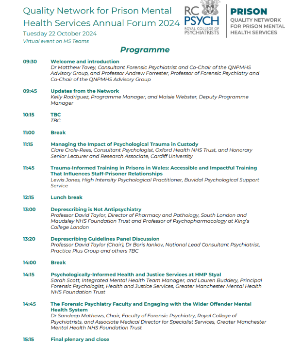 ⭐️DRAFT PROGRAMME NOW AVAILABLE! ⭐️ 
The #QNPMHS Annual Forum is shaping up with an exciting lineup of speakers! Check out the draft programme below.  
🖊️Sign up here: forms.office.com/Pages/Response…