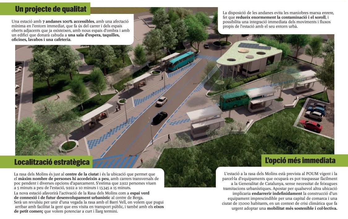 🚍 ESTACIÓ DE BUSOS | Els últims fets ocorreguts continuen posant de manifest que cal que la nova estació de busos de Berga es posi en marxa al més aviat possible

🚌 El projecte està a punt i només cal el desbloqueig per part de l'oposició. Cada dia que passa és un dia perdut