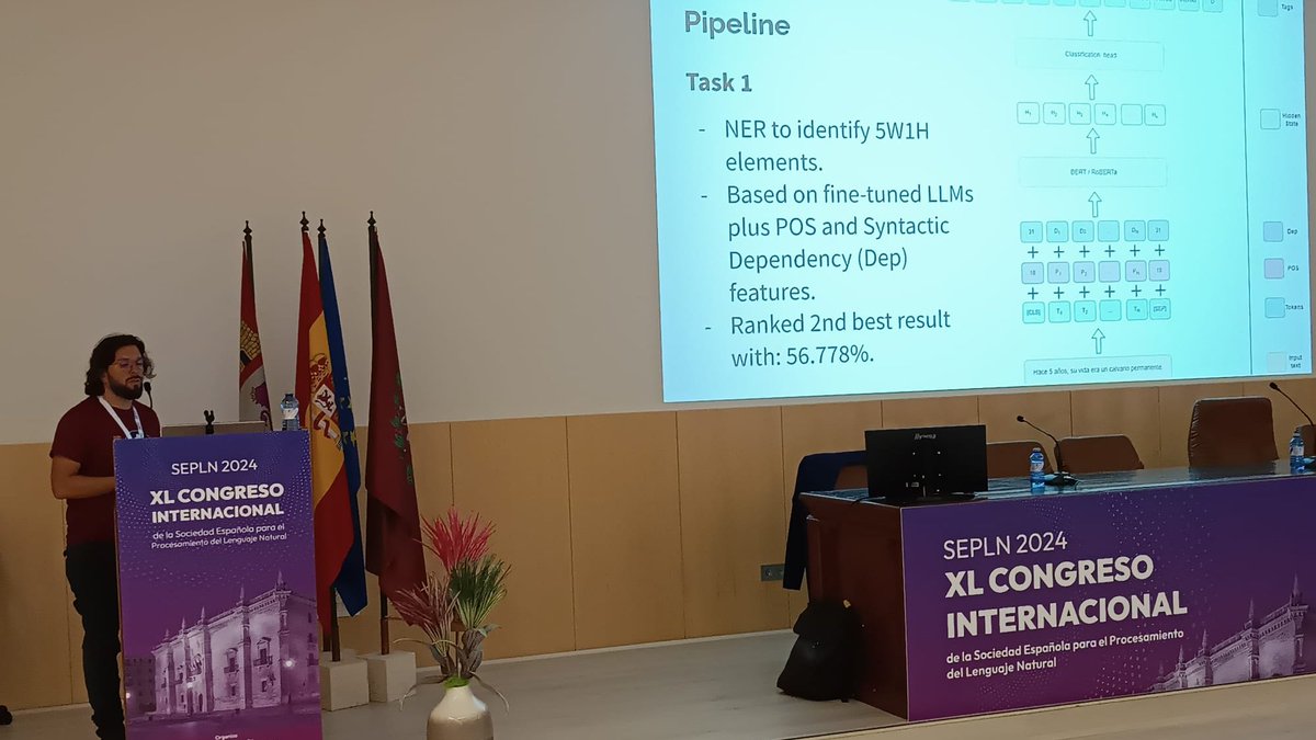 Pepe <a href="/JosAntonioGarca/">José Antonio García</a> presents our work at FLARES 2024 #iberlef2024 <a href="/iberlef/">IberLEF - Iberian Languages Evaluation Forum</a> <a href="/sepln/">SEPLN</a> @sepln2024. Paper available at ceur-ws.org/Vol-3756/FLARE…