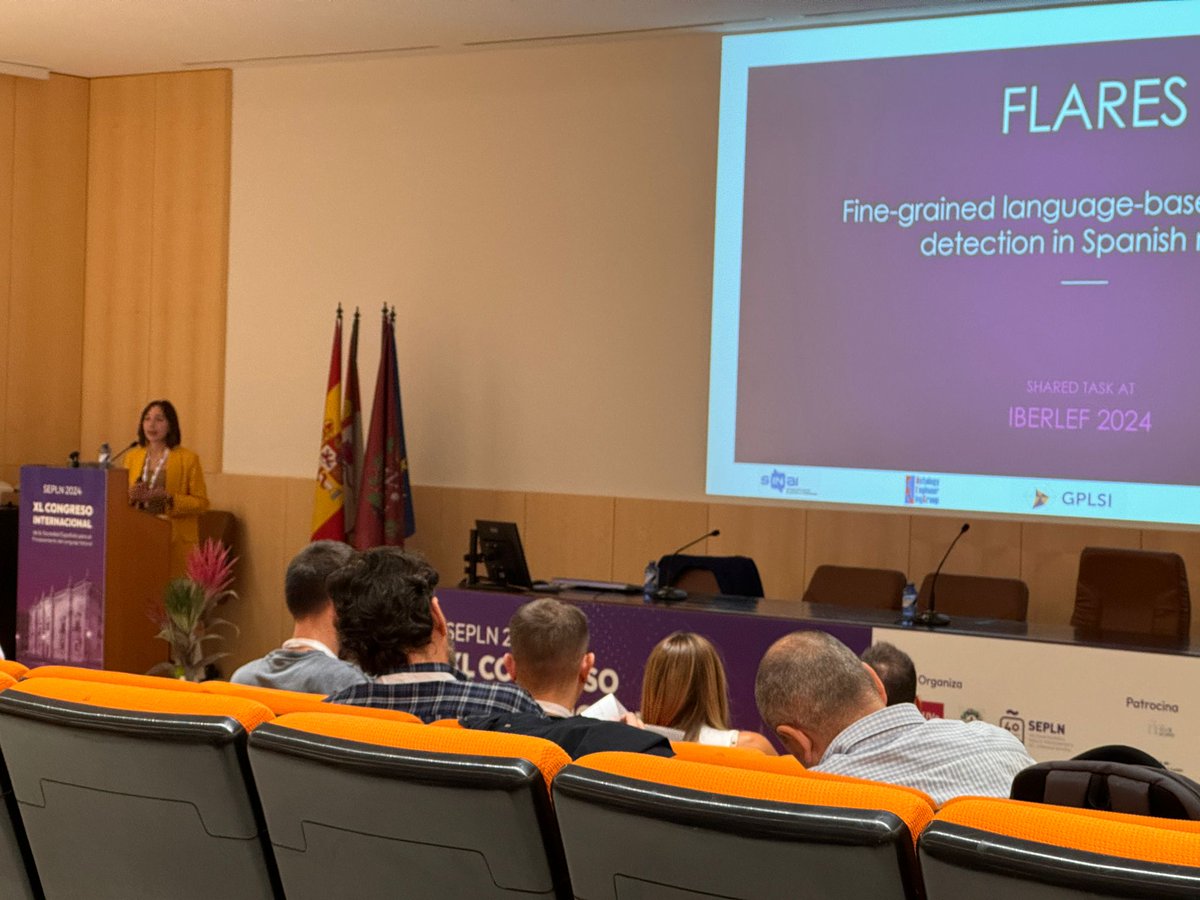 gplsi's tweet photo. 🎤 @albabonetj del #GPLSI en @sepln2024uva coordina la competición para evaluar la técnica "5W1H" (Qué, Quién, Por qué, Cuándo, Dónde, Cómo) y detectar sesgos en textos en español. @Cenid_Alicante @ujaen @La_UPM #IberLEF https://t.co/hHx74TDEcZ