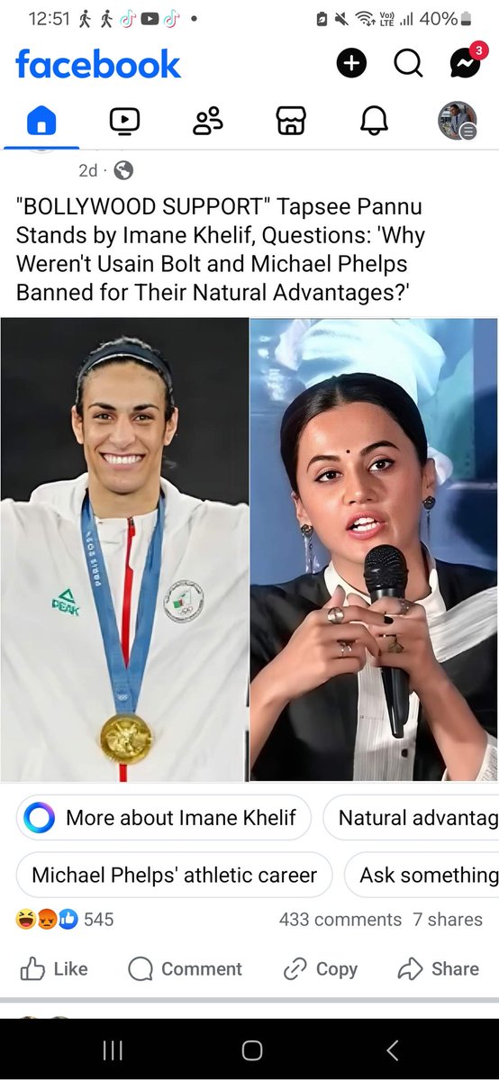 SeansterP8's tweet photo. @taapsee you are pathetic. She is a MAN, Phelps and Bolt were Men competing against Men. Ypu go against all that is written in the Bible so your words do not matter. You don't matter. Clown. https://t.co/DTNXYXPu1M