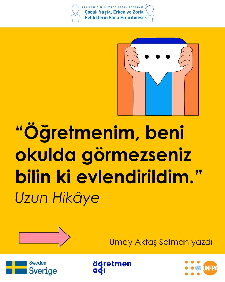umayaktas's tweet photo. Çocuk yaşta, erken ve/veya zorla evliliklerin önlenmesinde okulun ve öğretmenlerin rolü çok kritik. Ancak çocuk yaşta evliliklerle mücadeleyi zayıflatan pek çok sorun da var. Uzun Hikâye'nin son bölümünde yazdım, öğretmenlerin anlattıkları çok önemli. 👇https://t.co/k443MDfD1f https://t.co/2ZkEhgIWvP