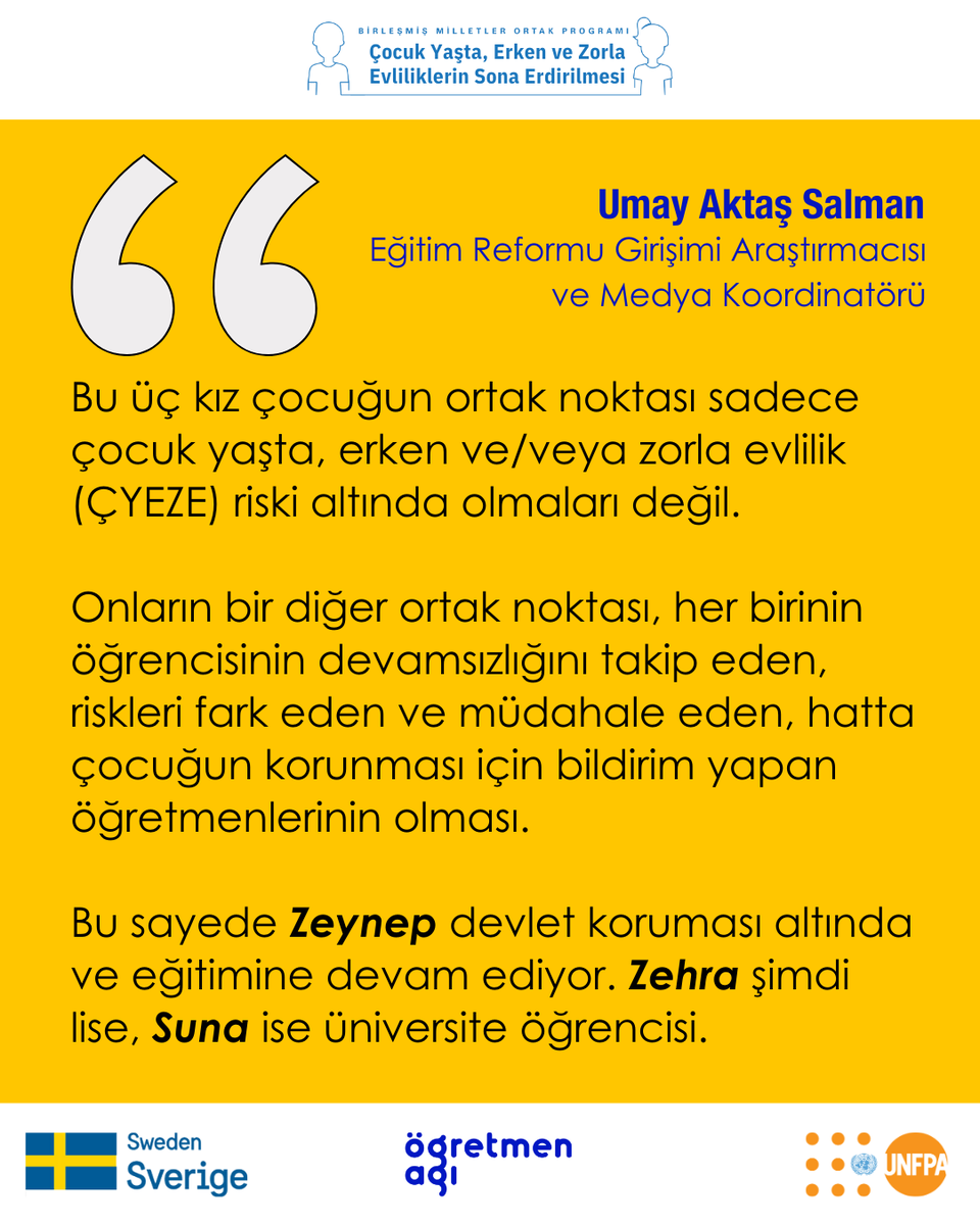 umayaktas's tweet photo. Çocuk yaşta, erken ve/veya zorla evliliklerin önlenmesinde okulun ve öğretmenlerin rolü çok kritik. Ancak çocuk yaşta evliliklerle mücadeleyi zayıflatan pek çok sorun da var. Uzun Hikâye'nin son bölümünde yazdım, öğretmenlerin anlattıkları çok önemli. 👇https://t.co/k443MDfD1f https://t.co/2ZkEhgIWvP