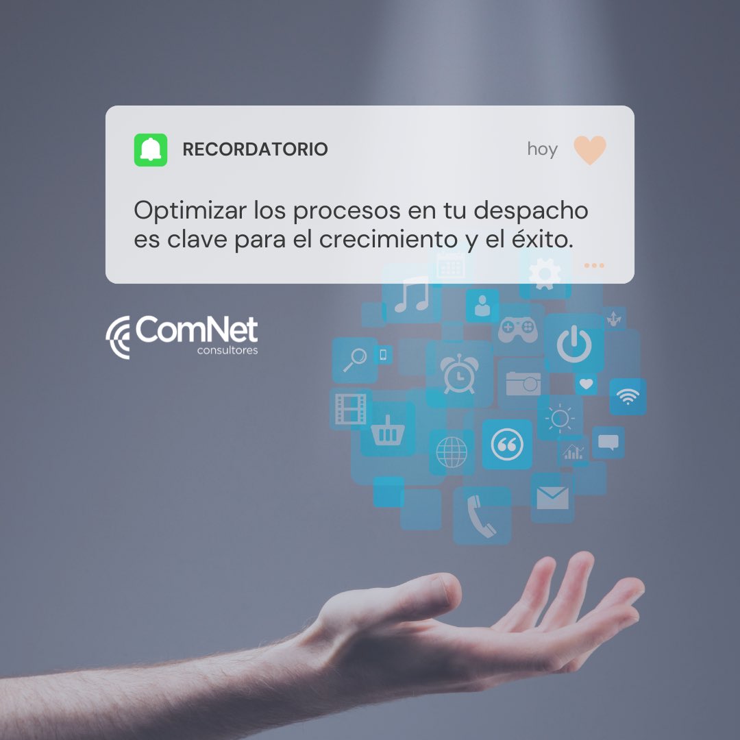 comnetsl's tweet photo. 🚀 Optimizar los procesos en tu despacho puede ser la clave para tu crecimiento o estancamiento. 

🔧 Te proporcionamos las herramientas necesarias para que la gestión de tus clientes sea más fluida y eficiente. 

Estamos en ComNet + iUNiS. https://t.co/UavUyam1I6