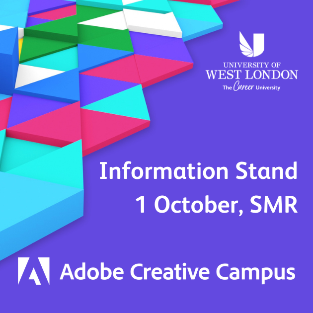 UniWestLondon's tweet photo. 💻UWL is partnering with @Adobe  to offer our students free access to Adobe Express Pro, making UWL an Adobe Creative Campus🎨

ℹ️ Representatives from Adobe will be on campus at St Mary’s Road on 1 October to tell you more and help you to get started. https://t.co/zYDrHpiazz