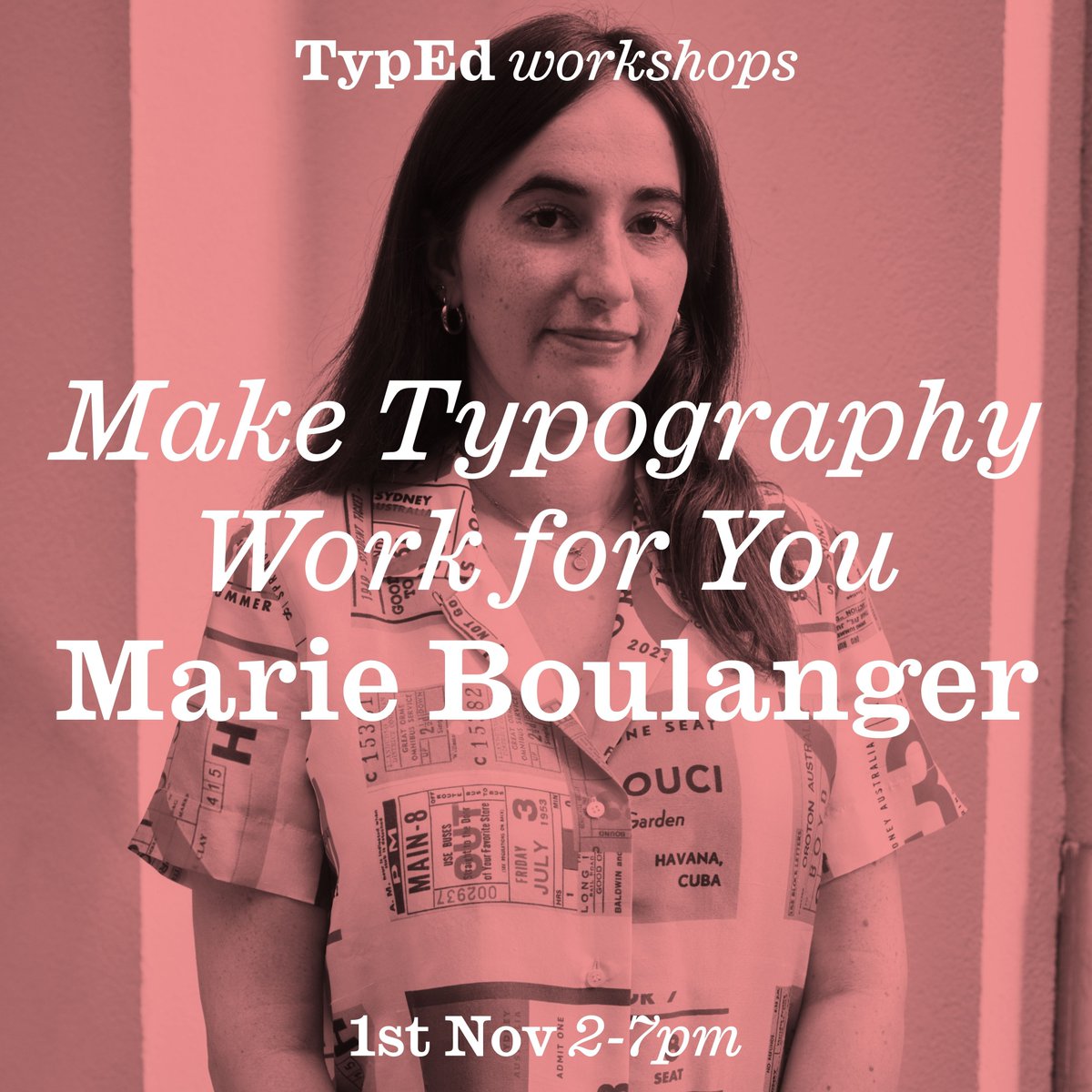 stbridefdn's tweet photo. TypEd: Make type work for you with Marie Boulanger.
π Friday 1 November
β° 2-7pm
π St Bride Foundation
π https://t.co/OB4g2rJbRo
#SBFTypEd #DesignCourse #GraphicDesign #TypeDesign #Typography #CreativeCourses https://t.co/MvV15lMnWi