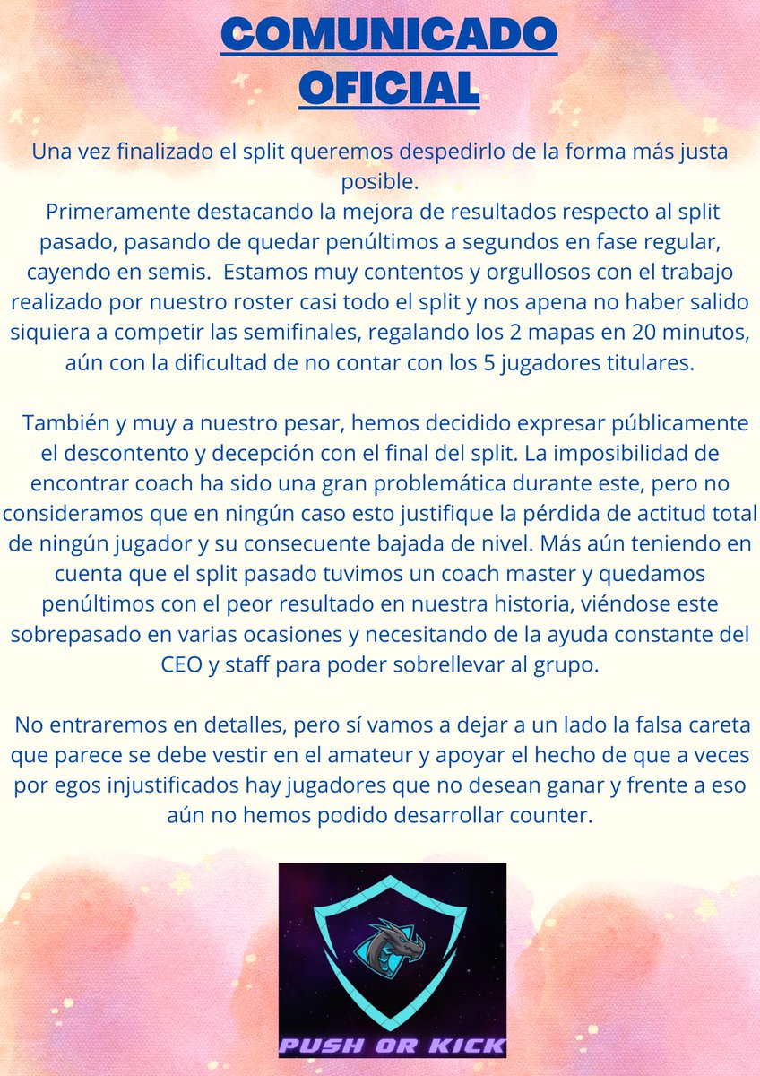 PushOrKick's tweet image. ‼️‼️🚨🚨COMUNICADO OFICIAL 🚨🚨‼️‼️