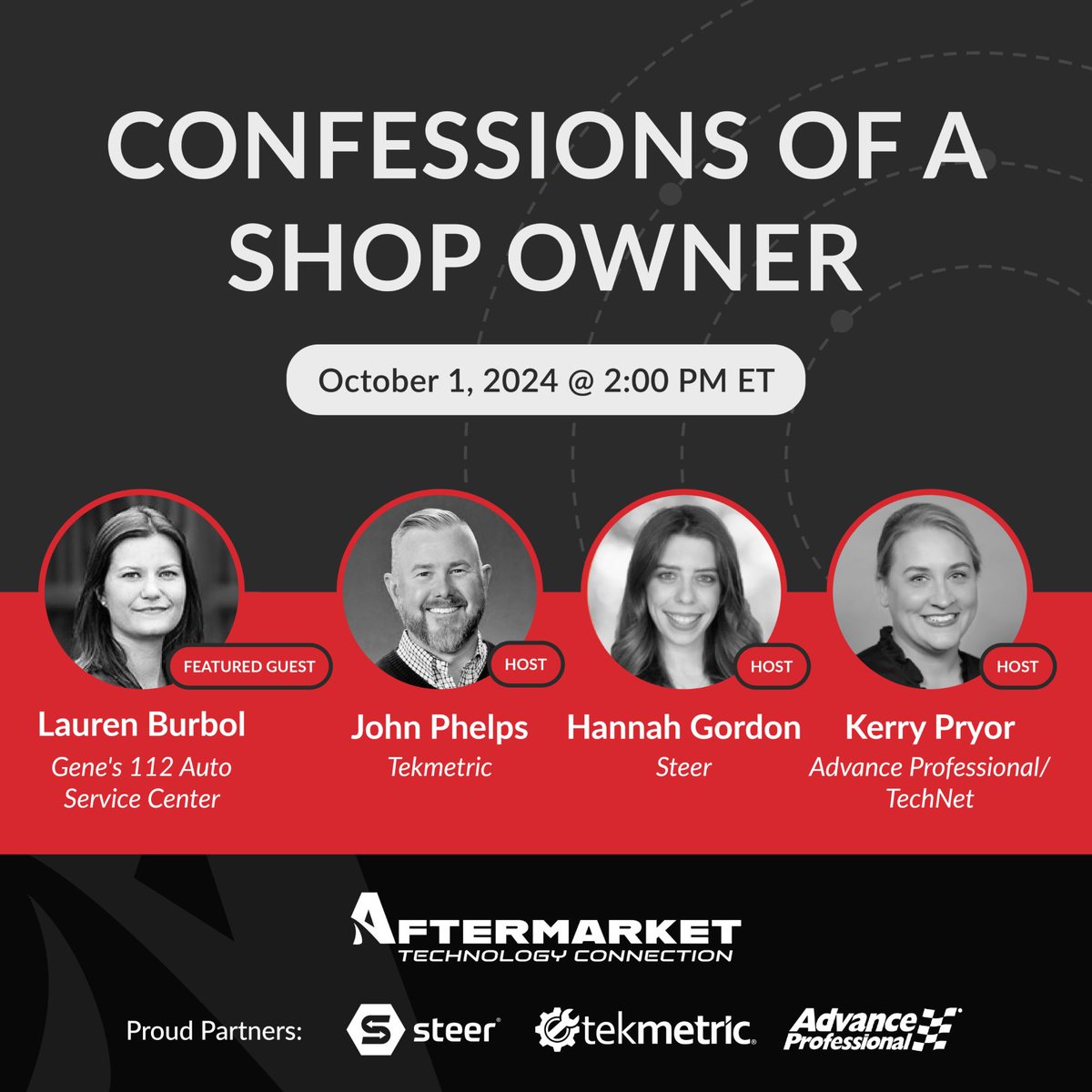 steercrm's tweet photo. Join us for the October "Confessions of a Shop Owner" series that we host alongside @tekmetric and Advance Professional. This quarter, we're featuring special guest, Lauren Burbol of @Genes112AutoNY! Grab a spot: https://t.co/dAtLnIeAXN https://t.co/cJlZE8v8RB