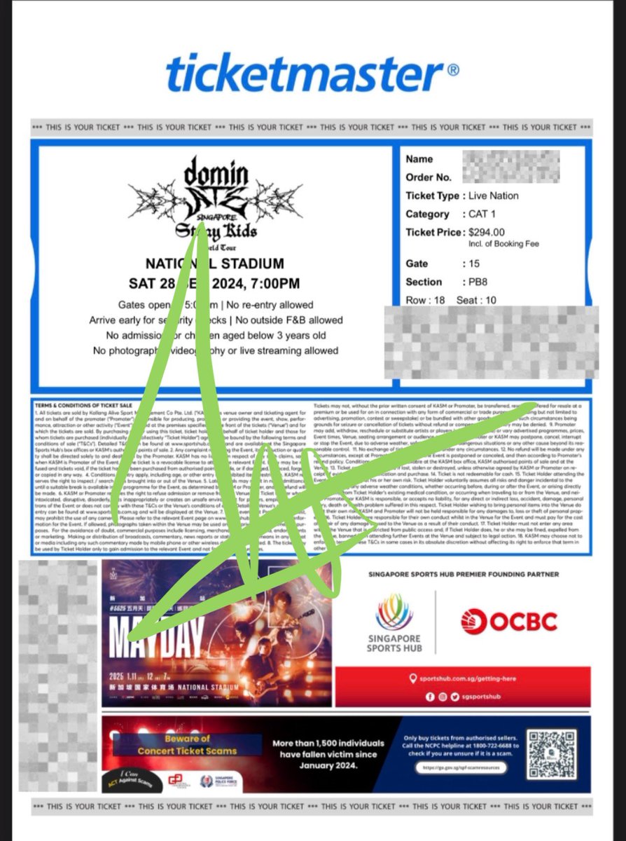 MileyLovesSVT's tweet photo. WTS concert ticket 
Stray Kids SKZ <dominATE> in Singapore

CAT1 (PB8) x2 tickets
Row 18 Seat 10 &amp; 11 
$260 SGD each (Side by Side) 
Buy both $500 SG

Reason for selling, friends cannot make it. I’ll be going to the concert and will be sitting at Seat 9. 

#dominATE_SINGAPORE https://t.co/aV3JRBaqXg