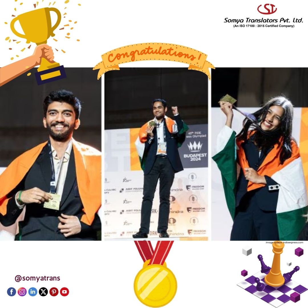 somyatrans's tweet image. Congrats to our chess masters for double gold at the 45th FIDE Chess Olympiad 2024🥇From Gukesh’s quick thinking to Divya’s calm under pressure, they always deliver—just like Somya Translators does for your linguistic needs. 📚Contact us today!

#DivyaDeshmukh #TranslationService