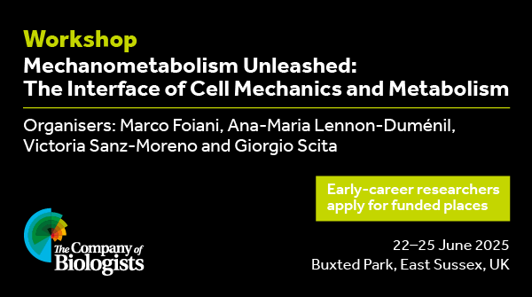 The Company of Biologists (@co_biologists) on Twitter photo Early-career researchers can apply for a funded place at our 'Mechanometabolism Unleashed: The Interface of Cell Mechanics and Metabolism' Workshop, organised by <a href="/MFoiani/">marco foiani</a>, <a href="/LennonLab/">Lennon Lab</a>, <a href="/VickySanzMoreno/">Vicky Sanz-Moreno</a> & <a href="/scita_lab/">Scita_Lab</a>.
More at biologists.com/workshops/june…
#BiologistsWorkshops <a href="/J_Cell_Sci/">J Cell Science</a> Early-career researchers can apply for a funded place at our 'Mechanometabolism Unleashed: The Interface of Cell Mechanics and Metabolism' Workshop, organised by <a href="/MFoiani/">marco foiani</a>, <a href="/LennonLab/">Lennon Lab</a>, <a href="/VickySanzMoreno/">Vicky Sanz-Moreno</a> & <a href="/scita_lab/">Scita_Lab</a>.
More at biologists.com/workshops/june…
#BiologistsWorkshops <a href="/J_Cell_Sci/">J Cell Science</a>