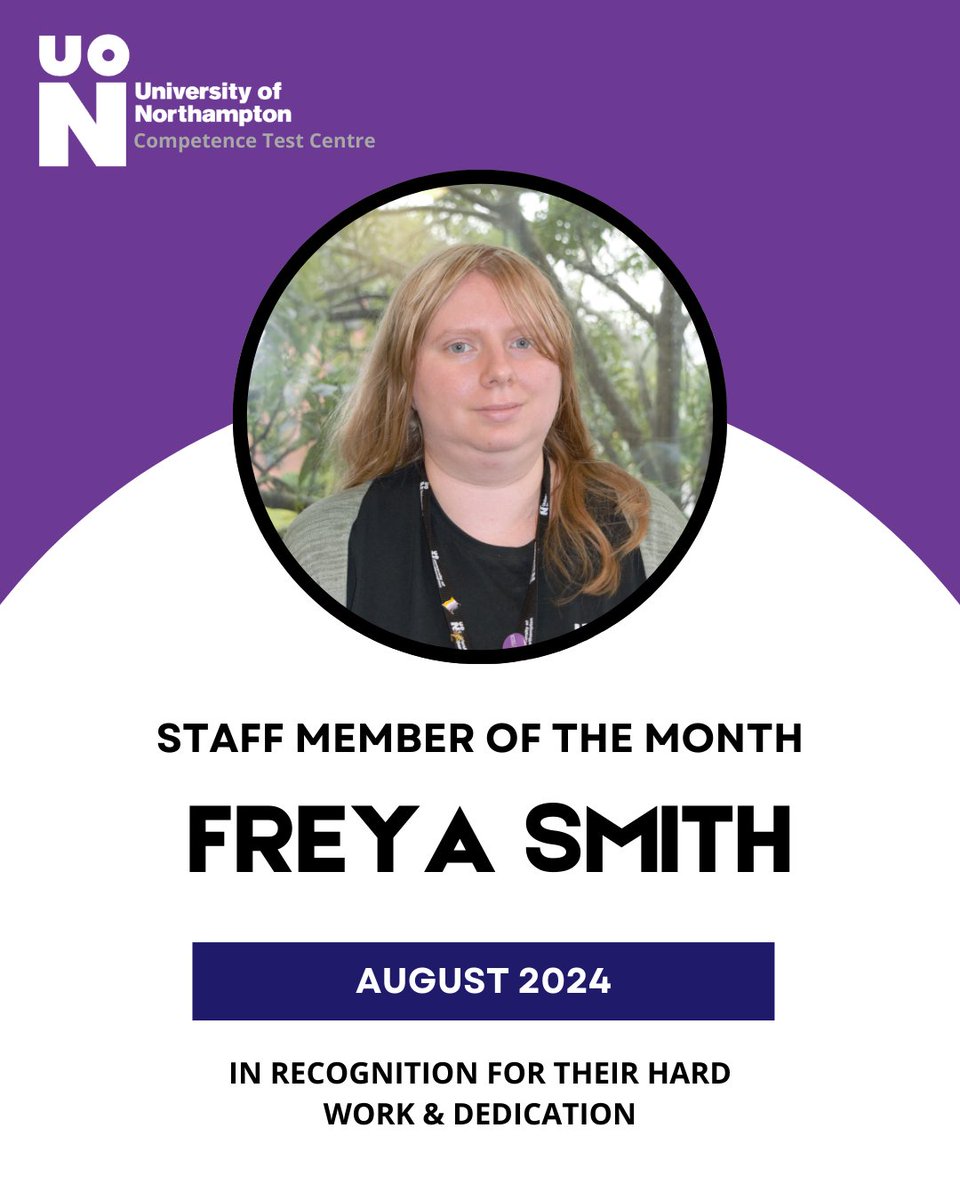 NorthamptonCTC's tweet photo. Congratulations to the CTC's IT Service Desk Analyst Freya, who was nominated as Northampton CTC's staff member of the month in August #NorthamptonCTC #UON #NMC https://t.co/8kefLNlfSl