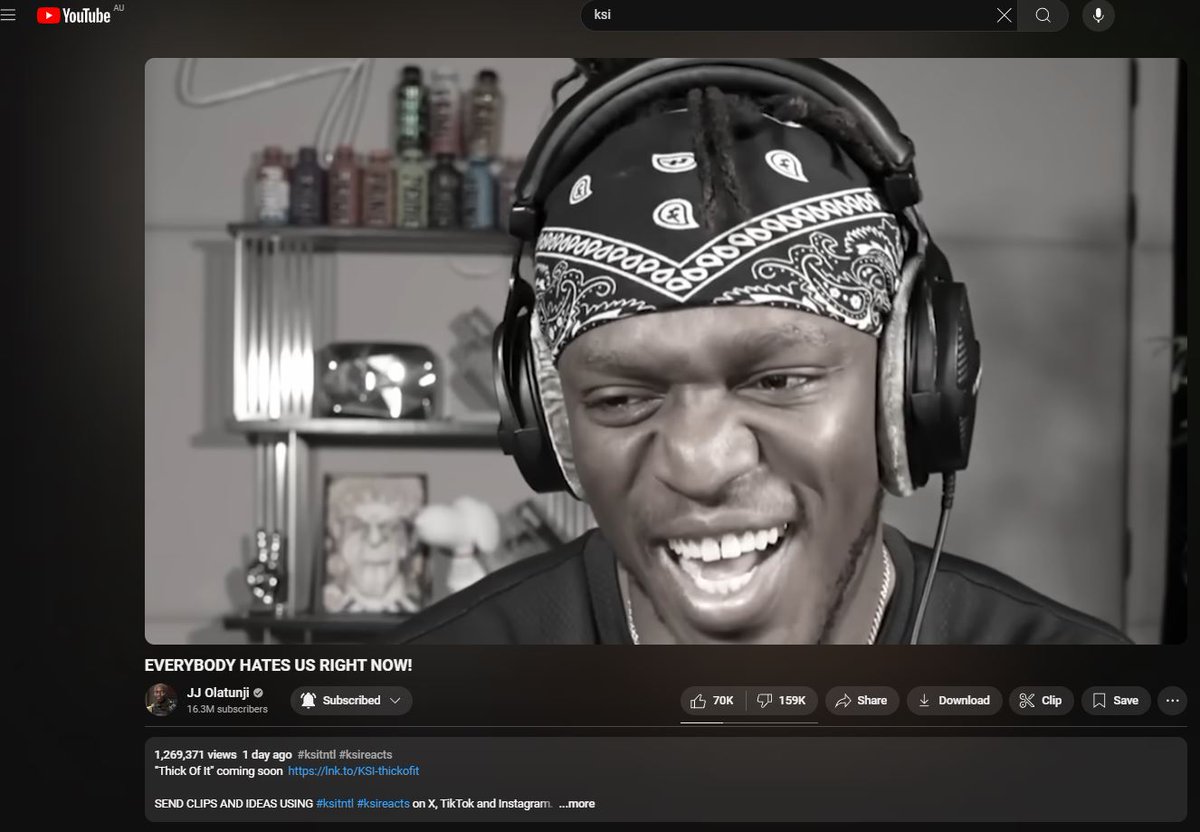 ksi's recent like to dislike ratio 💀