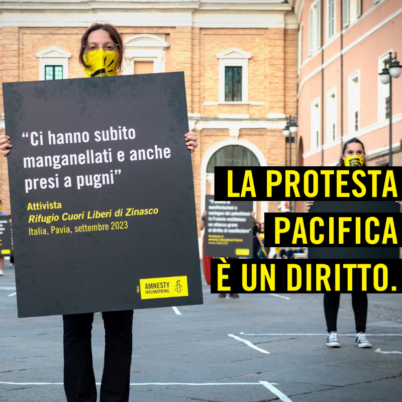 amnestyitalia's tweet photo. Il diritto di protesta pacifica è sotto attacco. Non lasciamo che le voci di chi manifesta in modo pacifico e legale vengano silenziate.

Difendi la libertà di espressione: firma ora il nostro appello.