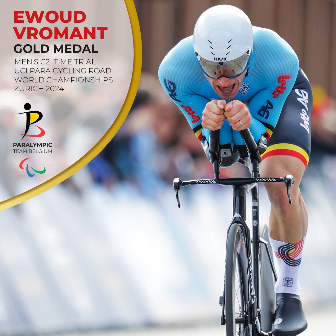 BEParalympics's tweet image. 🌈 WORLD CHAMPION ⏱🚴‍♂️ 🌈

Congratulations @EwoudVromant 👏🙌

After @remcoev we have a 2nd world title for Belgium at #zurich2024 🇧🇪🤙

@UCI_paracycling @UCI_cycling @sporza @RTBFsport