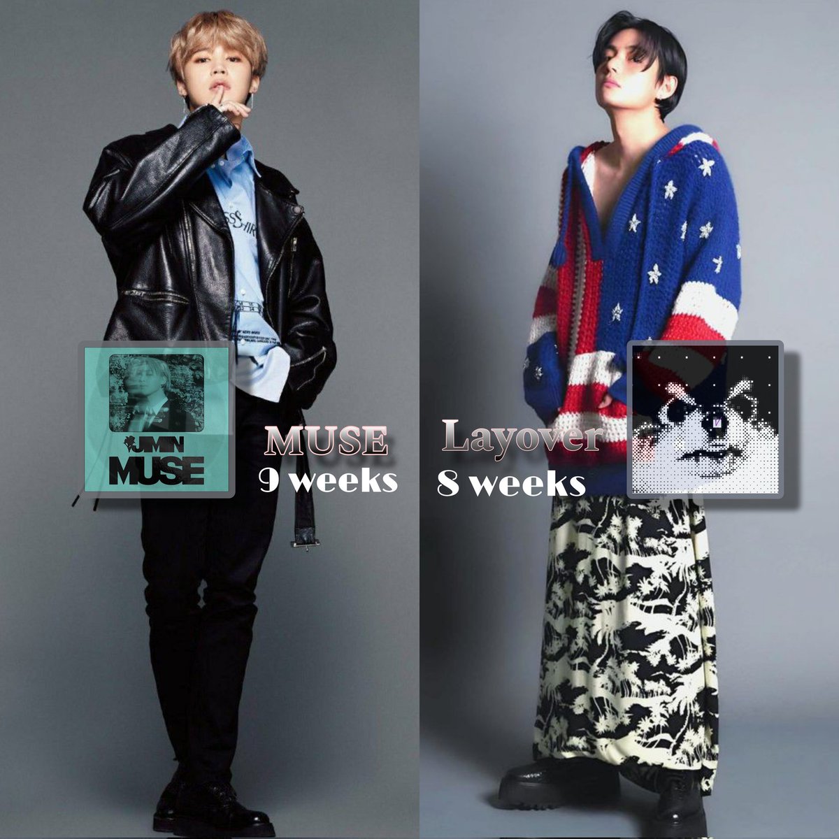 jimin_lil_devil's tweet photo. #Jimin’s “MUSE” becomes the longest-charting Korean Album by a K-Pop soloist on Billboard 200 Chart, surpassing “Layover”By V! 

1. #MUSE — [9 weeks ]↑🆕 🔥(still charting) 
2. Layover — [8 weeks ]↓

Congratulations Jimin! https://t.co/URrrZHcsnO